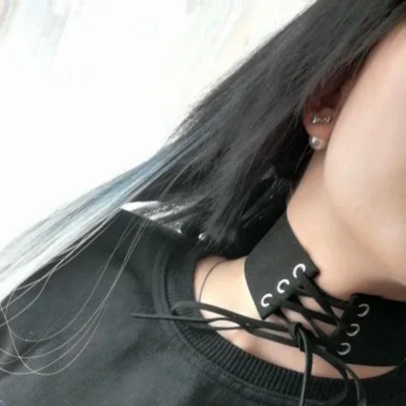 Sexy Harajuku Lace Up Anime Jewelry Velvet Leather Vintage Punk Gothic Choker Necklace for Women Jewelry Gift