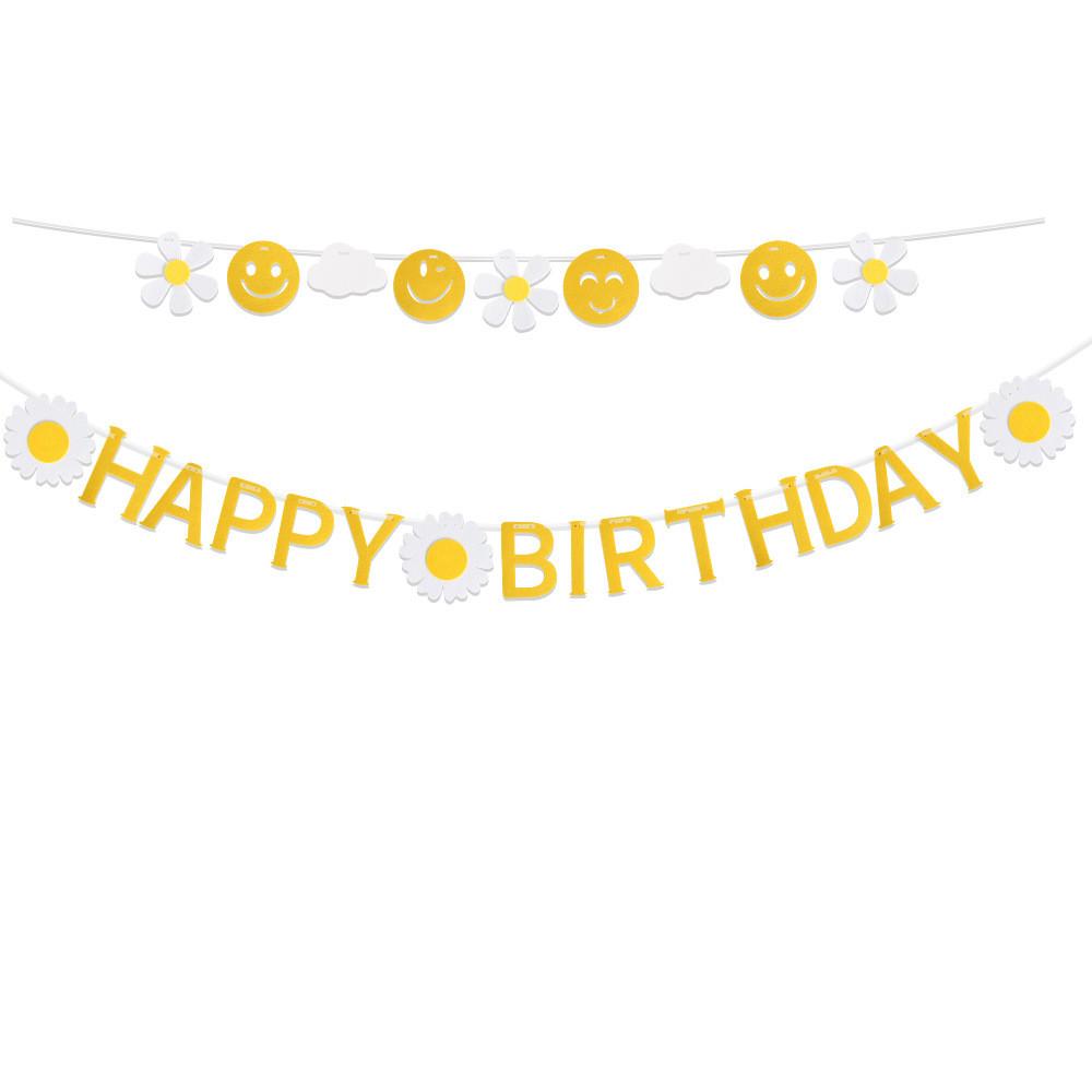 Adorable Daisy Themed Happy Birthday Flags For Kids Party Decoration Setup And