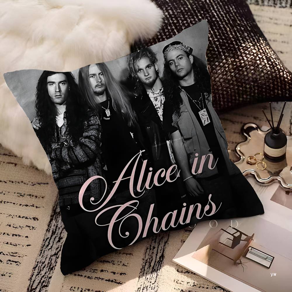 A-Alice in Chains Band Cushion Cover Car Throw Pillow Case For Sofa Car Christmas Gift 40x40cm 45x45cm