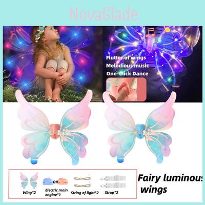 Jq Butterfly Electric Angel Back Ornament Children's Wing With Light Girl's Birthday Gift Night Market Stall
