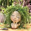 Gezicht Hoofd Planter Vetplant Bloempot Hars Container Met Afvoergaten Bloempot Figuur Tuindecoratie Tafelblad Ornament