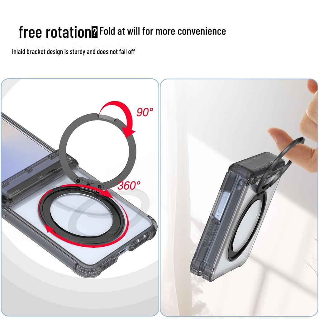 Samsung Z Flip7 FE Case: Four-Corner Drop Protection, 360° Rotating Stand, Wireless Charging Compatible for Flip6/5