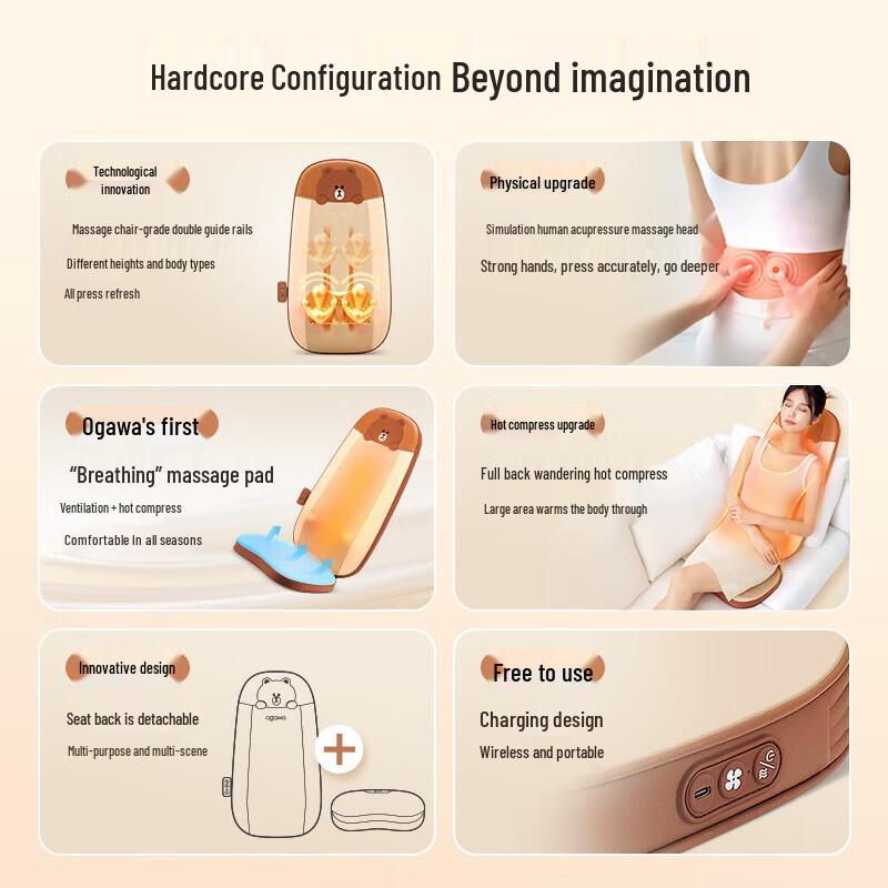 OGAWA Smart Back & Lumbar Massage Cushion CN plug (adapter included)