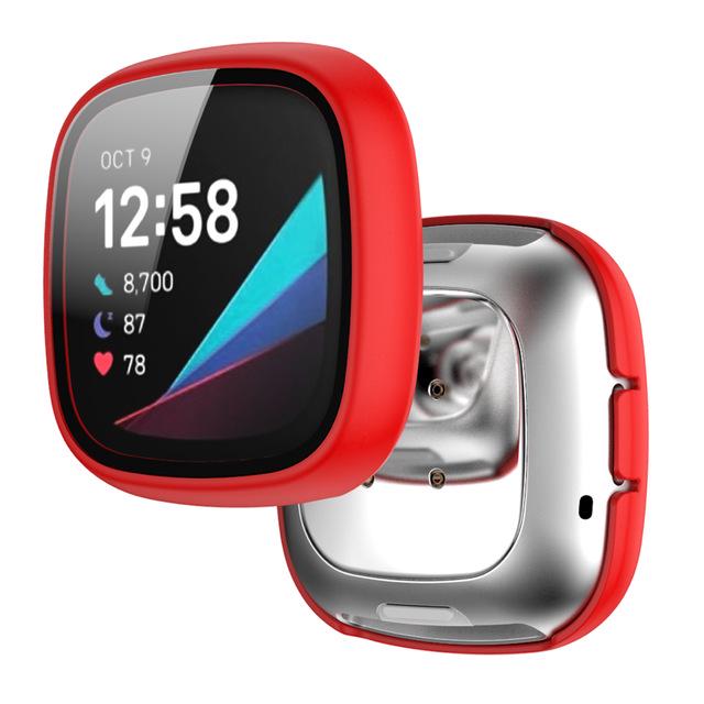 Matte Schutzhülle mit gehärtetem Glas für Fitbit Versa 4/3/Sense 1/2