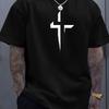 Men's Casual Summer T-shirts Round-neck Short-sleeved T-shirts And Creative Cross-shaped 3D Printed Loose And Comfortable Tops