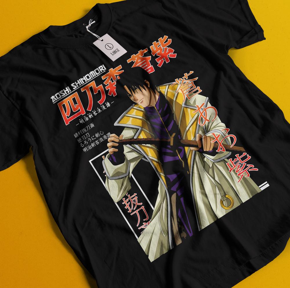 

Рубашка Rurouni Kenshin Аоши Синомори Футболка Самурай Химура Макото Сисио Футболка M