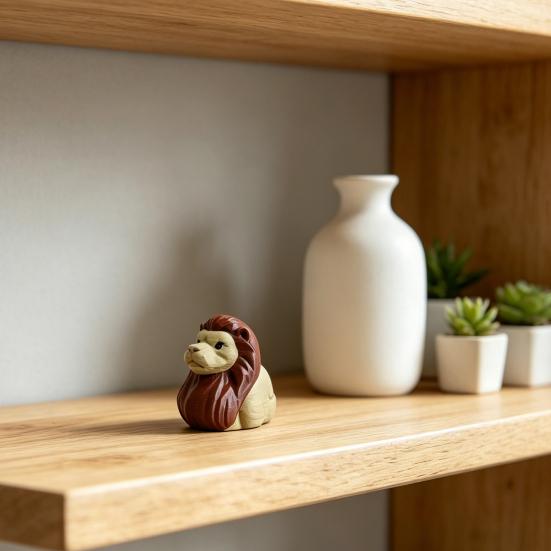 3D Printed Lion Duck Figurine, Low Saturation Color Desk Decor, Durable Matte Finish Nordic Style Display Ornament