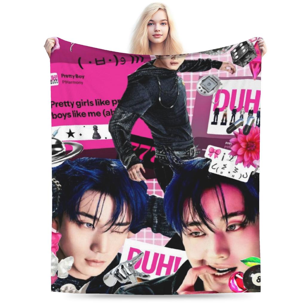 DUH! P1Harmony Kpop Music Album Blankets Lightweight Thin Flannel Comfortable Gift  Throw Blankets Bedspreads