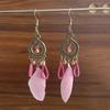 Trendy Ethnic Retro Multicolor Feather Beaded Circle Dangle Earrings