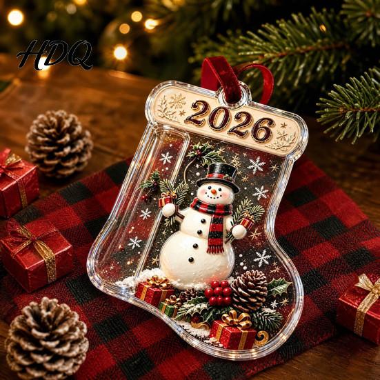 Christmas Present for Friends Stocking Money Holder Tree 2D Acrylic Sock Shaped Cash Gift Ornament Hanging Xmas Stuffers Holiday Party Favors Tree