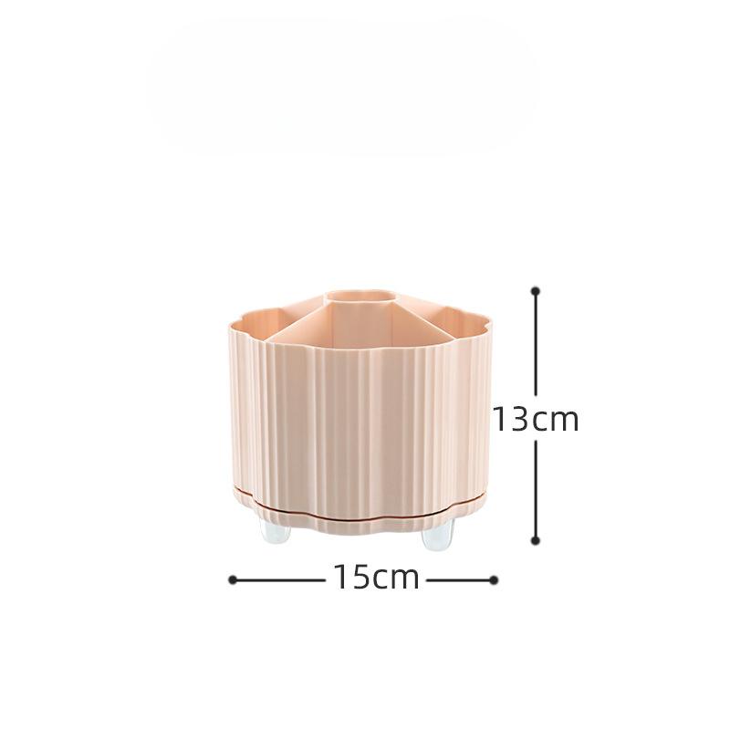 

Cosmetics Storage Box Rotating Pen Holder Dressing Table Desktop Large-capacity Makeup Brush Lipstick and Eyeshadow Shelf small рожевий