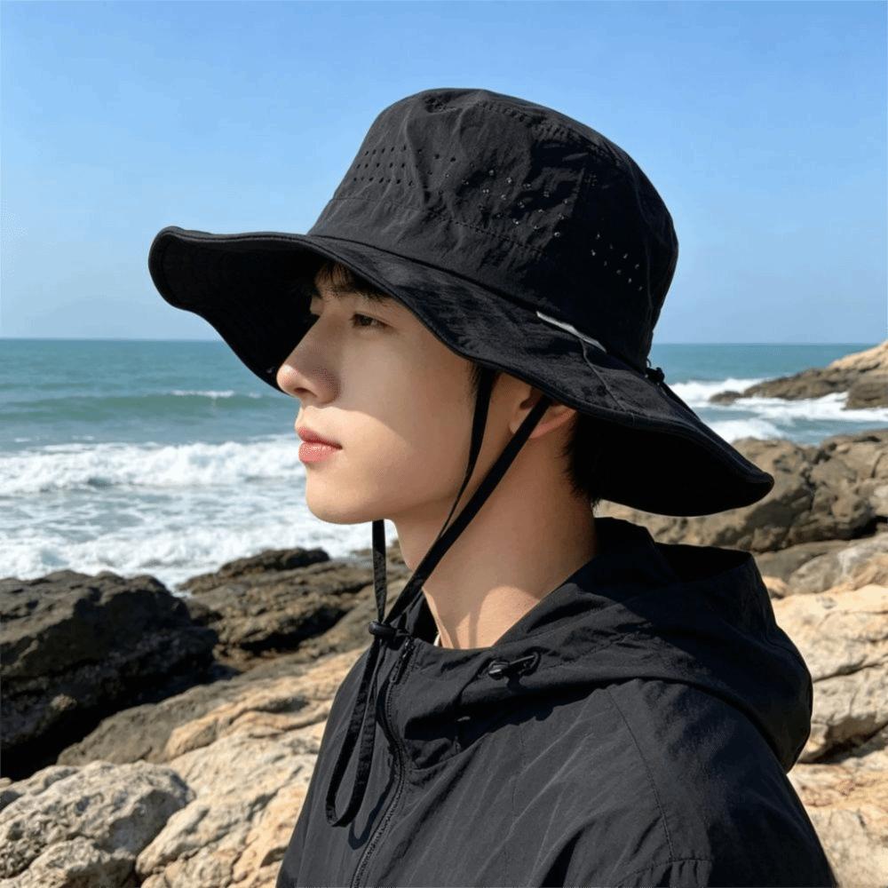 Quick Dry Wide Brim Fisherman Hat Wide Brim Sun Hat Fashion Mountaineering Cap Vacation Wear