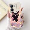 Für Vivo Y36 5G V2248 Hülle Für Vivo Y27 5G V2302 Abdeckung Silikon Luxus Mode Blumen Kawaii Süße Katze Lustige Handyhülle Stoßstange