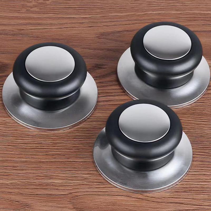 Pot Lid Replacement Knob 1/2 Pack Stainless Steel Anti-Slip Easy Install Handle for Glass Pan Cover Home Kitchen Cooking
