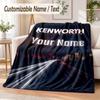 Custom Text Flannel Blanket Kenworth Print Warm Cozy Blanket Home Sofa Bedding