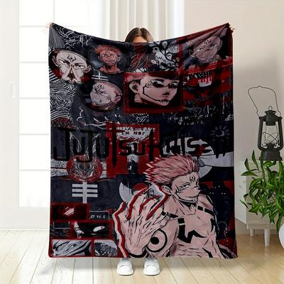 Jujutsu Kaisen Anime Character Design Blanket Flannel Blanket for Bedroom, Living Room, Sofa, and Nap Sofas.