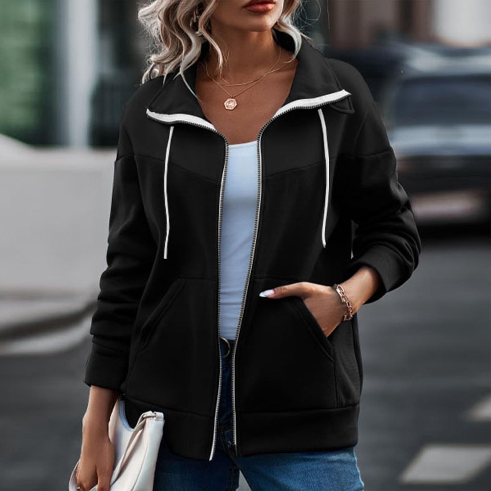 

Women s Casual Color Plus Fleece Turtleneck Drawstring Sweater Coat M чёрный