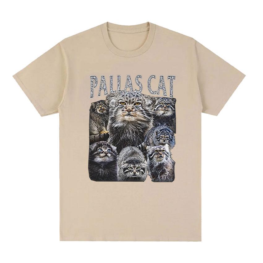 Vintage Pallas Cat Funny Meme Tee Shirt Men Women Fashion Cotton Short Sleeve T-shirt Cute Clothing Harajuku Oversized T Shirts