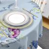 Waterproof Round Tablecloth Flower Bird Leaf Design For Wedding Party Dining Table Cover Decoration