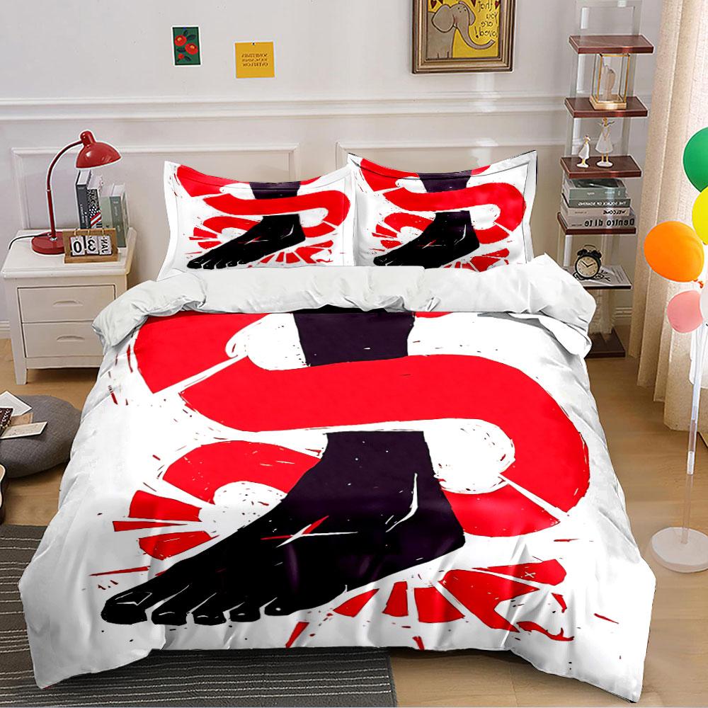 Red Snake and Black Foot Design Bedding Duvet Cover Set Duvet Cover Pillowcases (1*Duvet Cover 2*Pillowcases, without duvet insert)