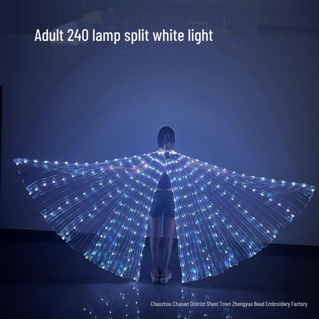 Elf LED Luminous Butterfly Wings Costume - Gold Fluorescent Cloak for Kids & Adults, Perfect for Stage Performances
