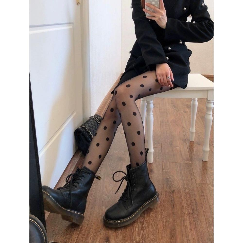 Japanese Black Polka Dot Stockings Women Thin Hot Girl Jacquard Pantyhose Internet Celebrity Ins Tide Small Polka Dot Bottoms