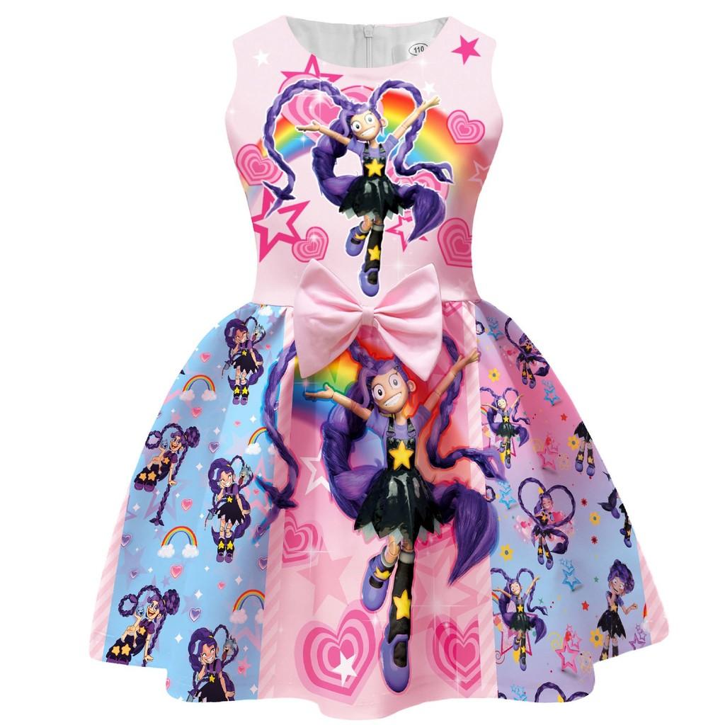 94256 Детское Девочки Лилия Lovebraids Принт Бант Без Рукавов Повседневное Платье 110cm розовый