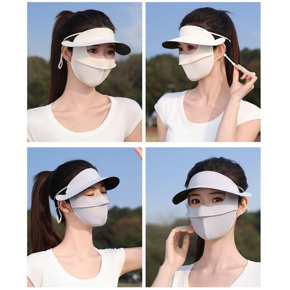 Ear Loop Sunscreen Mask with Hat-Brim Women's Protective Face Towel Fashion Face Cover  Summer