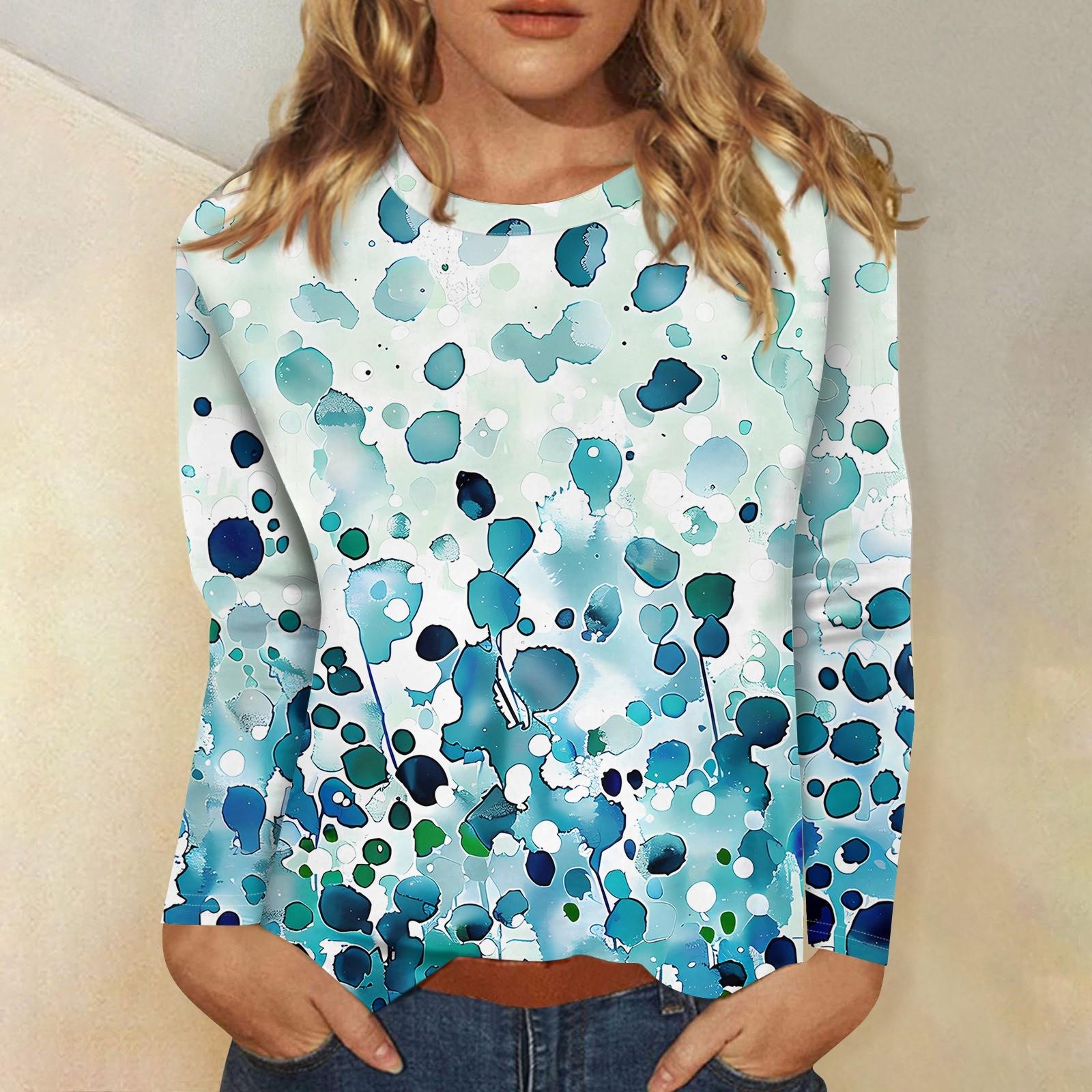 

Женский модный повседневный пуловер с круглым вырезом и длинным рукавом с цветочным принтом S