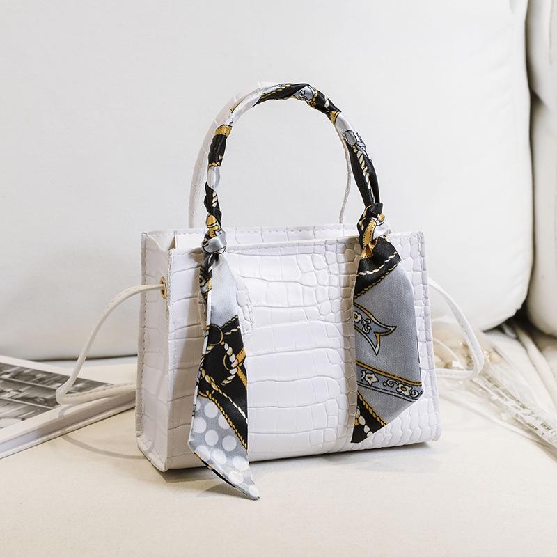 Silk Scarf Handbag Women's Bag Women's Rhombus Chain Crocodile Pattern Oblique Span Bag