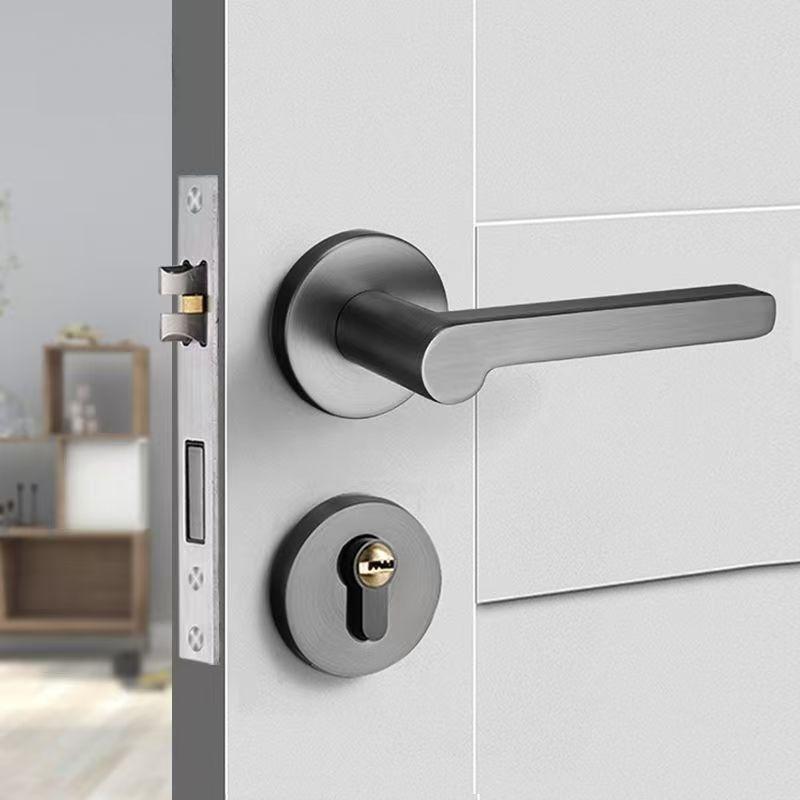 High Quality Door Handle Lock Set Gray Aluminium Door Handles Luxury Heavy Duty Privacy Door Lever Handle with Lock