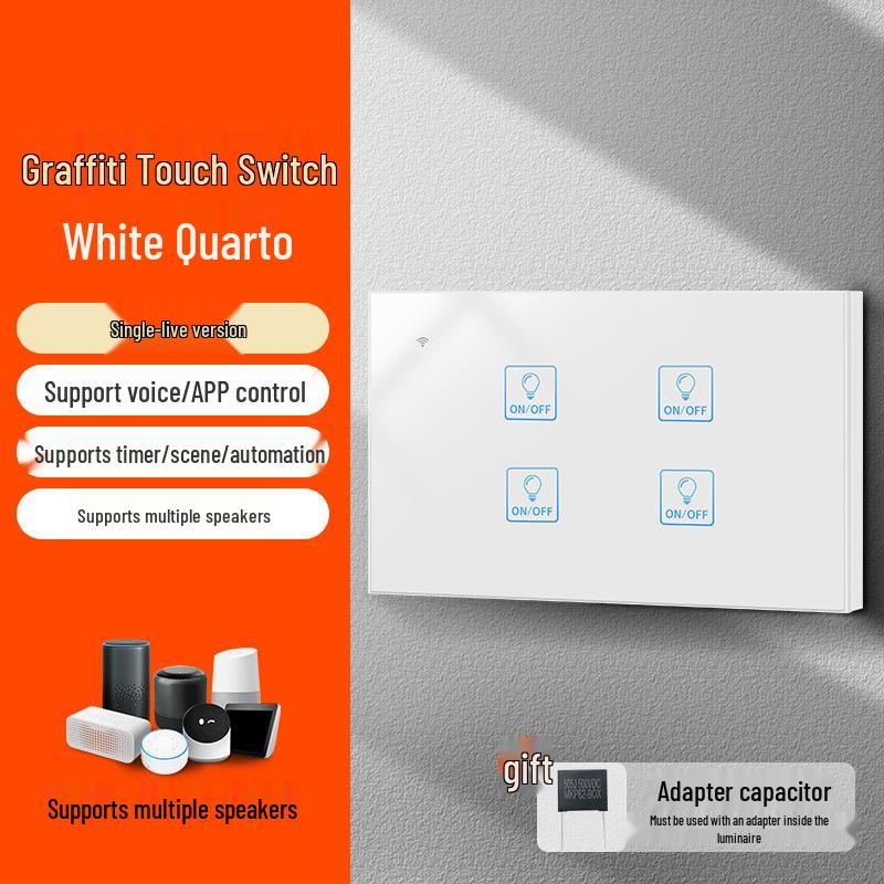Graffiti Smart WiFi Wall Switch with Alexa & Google Voice Control, US/EU Specs, Touch Panel
