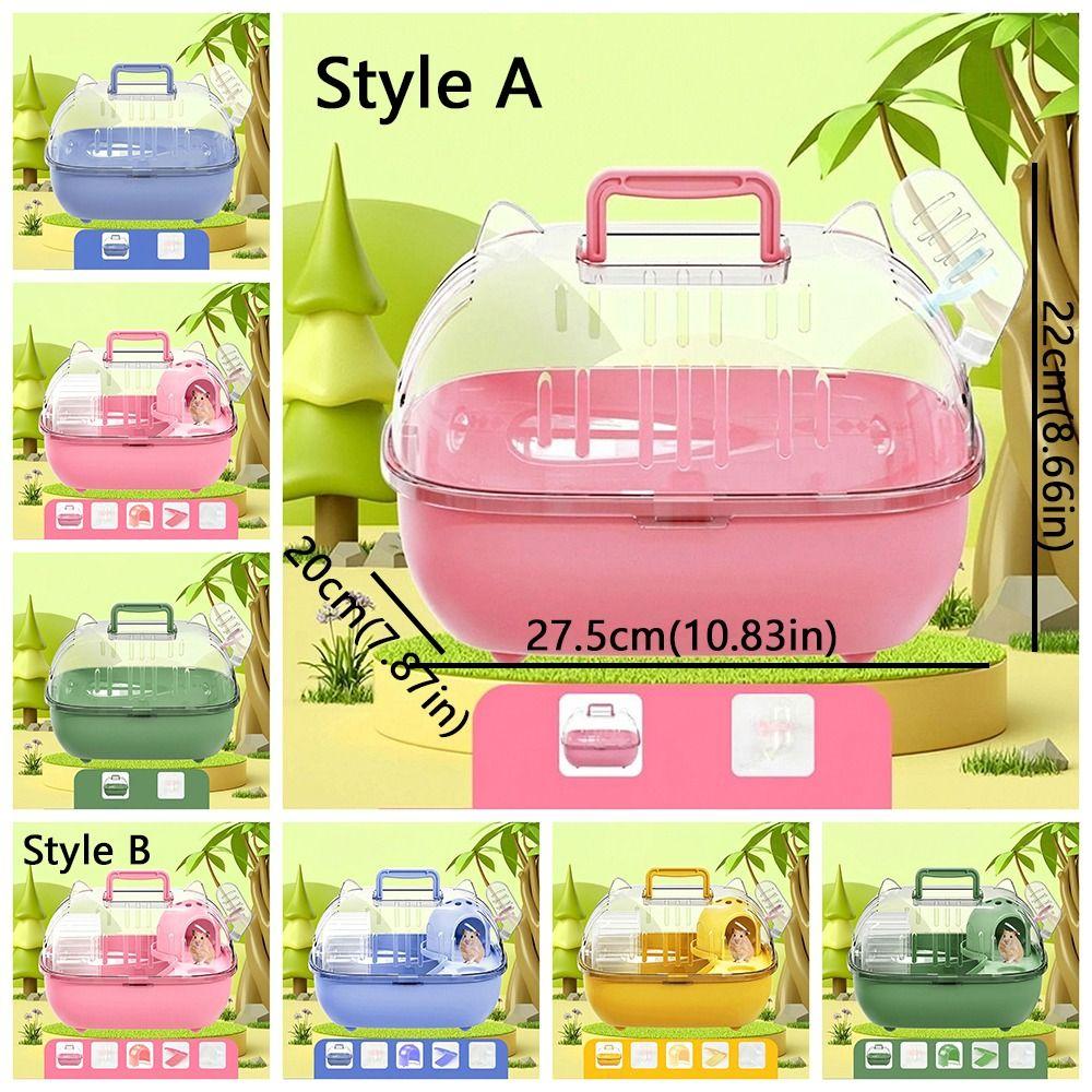 Transparent Cover Hamster Carrier Box Large Space Hamster Habitat Travel Hamster Cage  Car Outing