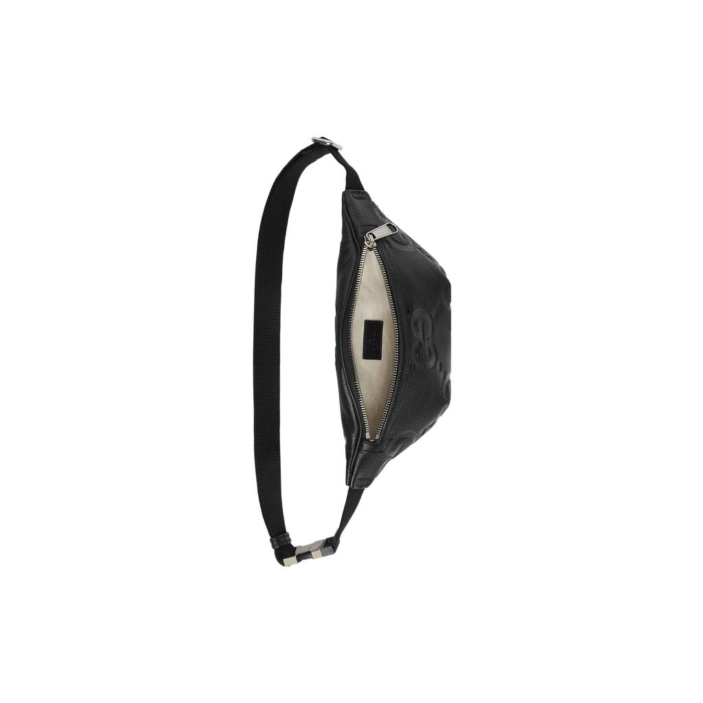 Gucci Monogramm Logo Geprägte Reißverschluss Leder Crossbody Brusttasche Herren Taschen Schwarz 658582-AABY7-1000