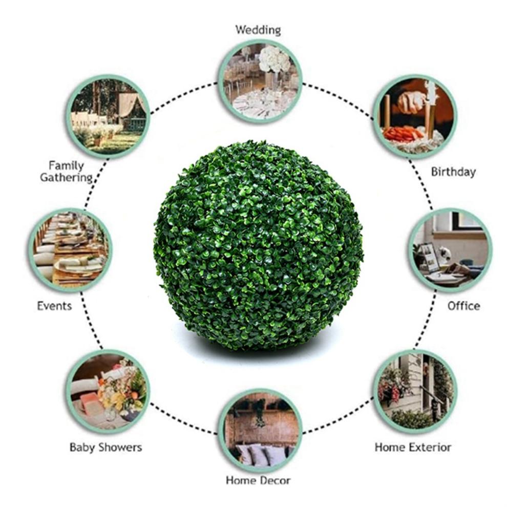2 PCS Artificial Plant Topiary Ball Garden Spheres Outdoor Indoor Decoration