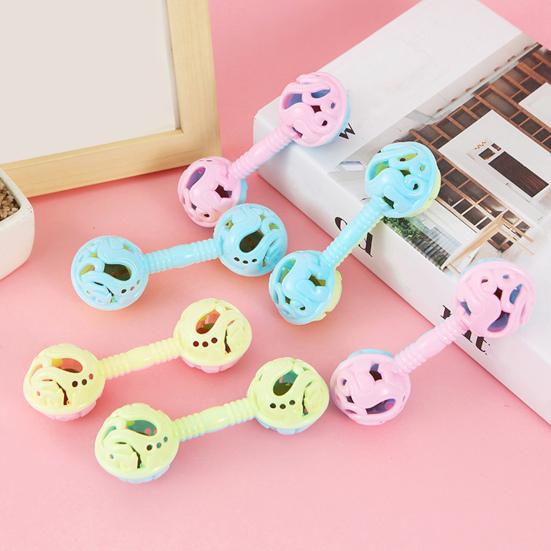 Dual Bell Baby Rattle Toy Soft Grip Shaker with Bell Sound