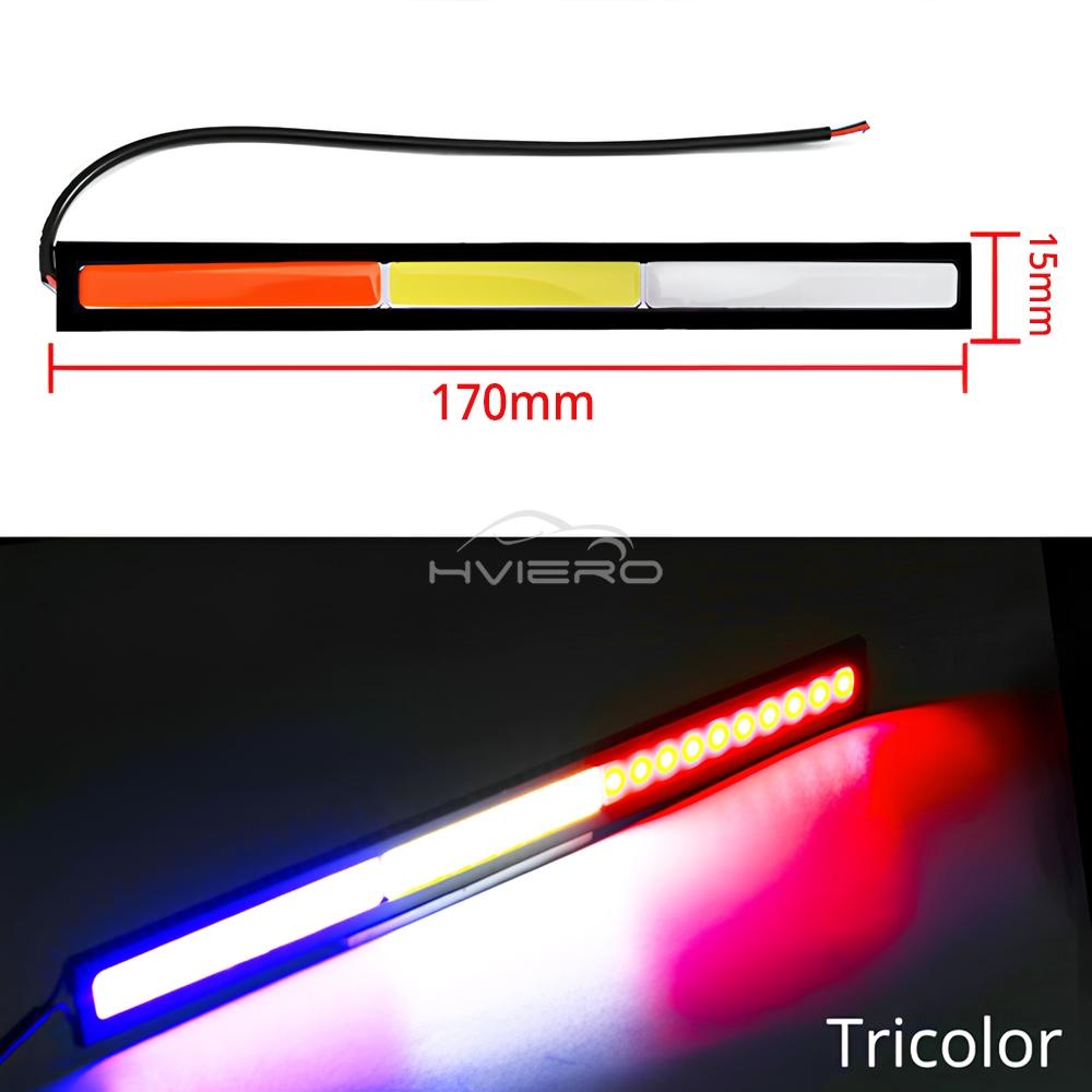 6PCS 17CM 1Row Auto COB DRL Daytime Running Light Led 12V Green Day Turn Signal Parking Fog Lamp Bar Motorcycles Car Waterproof