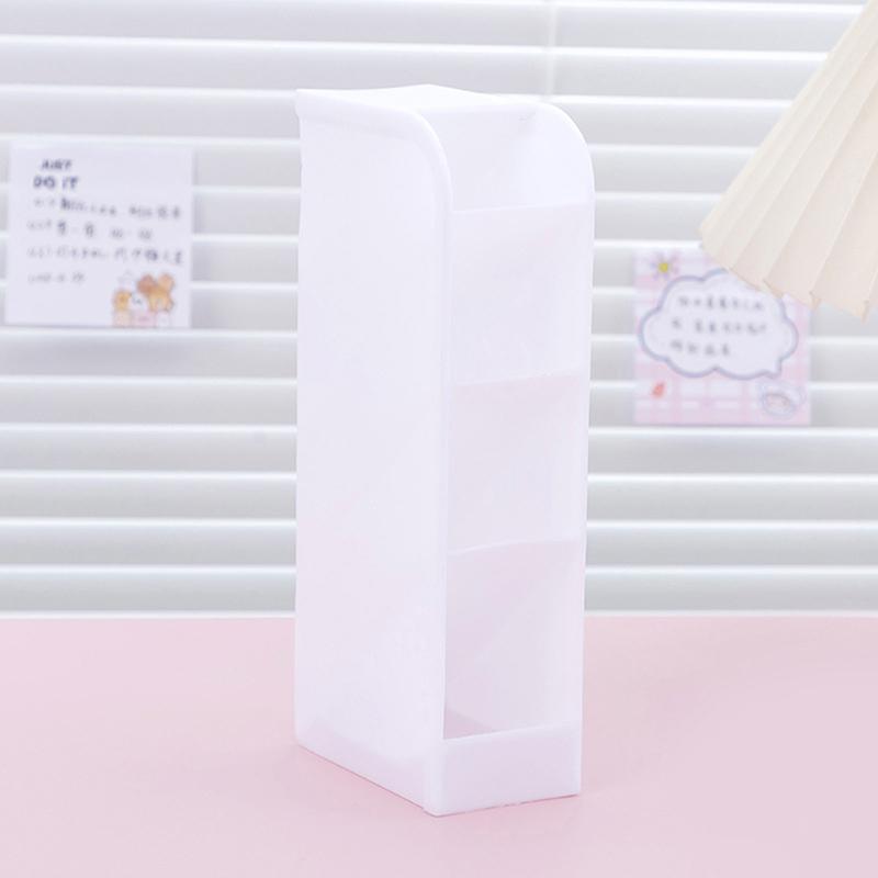 Pen Container Oblique Insert Transparent Plastic Pen Organizer Storage Box School Supplies Desktop Office Makeup Pencil Holder