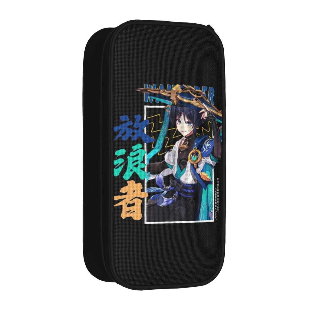 Fun Wanderer Scaramouche Pencil Case Genshin Impact Pencil Box Pen for Student Big Capacity Bag Cosmetic Stationery