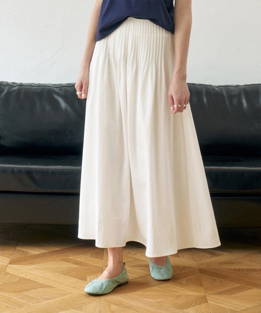 Moleubeu13 Moss Pintuck Flare Skirt