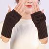 New Autumn and Winter Women's Bow Cute Fashion Gloves Knitted Warm Half Finger Fingerless Gloves