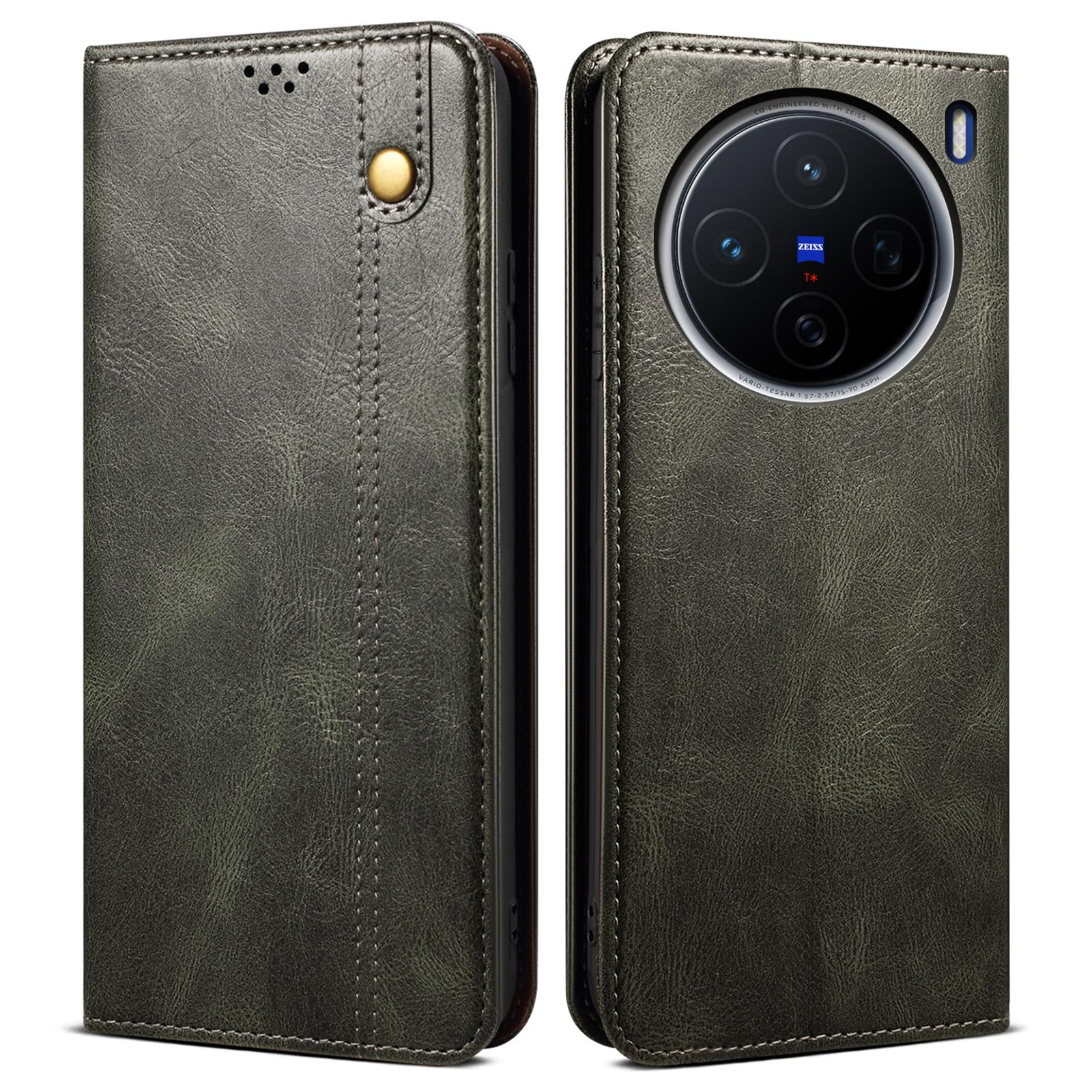 

For vivo X200 5G Case Crazy Horse Texture Waxy Leather Wallet Stand Phone Cover C