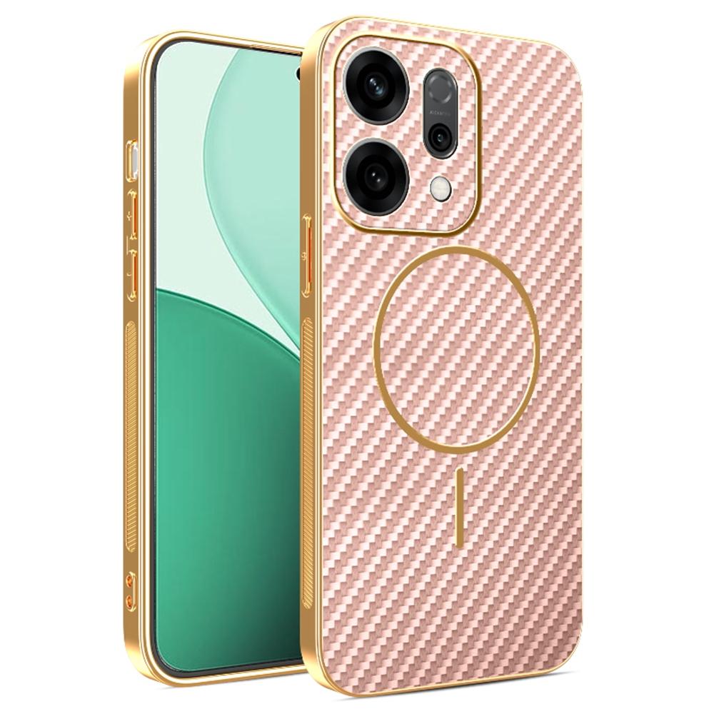 Pro Oppo Reno14 5G (Globální) Pouzdro Zadní kryt z TPU s texturou karbonových vláken a galvanickým pokovením