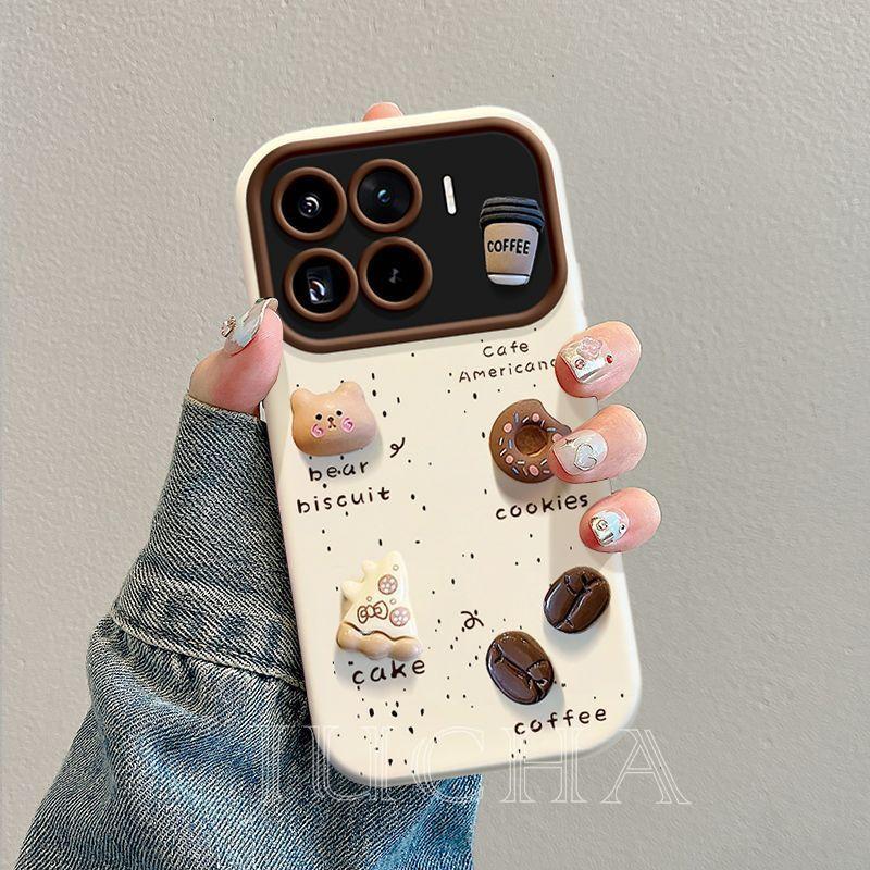 Applicable To Xiaomi Mi 15 Mobile Phone Case Ins Wind All-inclusive with Lanyard 14pro Anti-drop 13 All-inclusive 12 Three-dimensional Coffee Bear