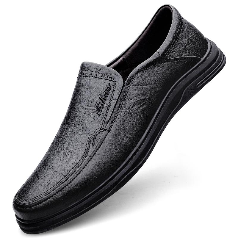 

Мужские повседневные кожаные туфли из коровьей кожи второго слоя, ручной работы, мягкие, универсальные, нескользящие 39 чёрный