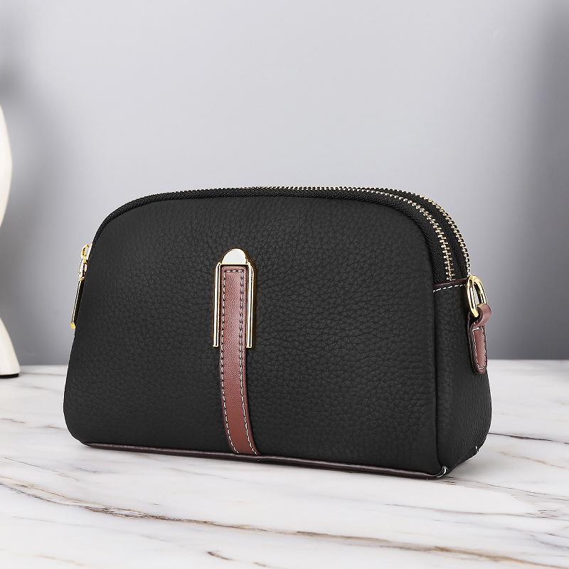 Genuine Leather Cowhide Crossbody Bag Women's Fashion Middle-aged Mother Soft Leather Shoulder Mobile Coin Purse