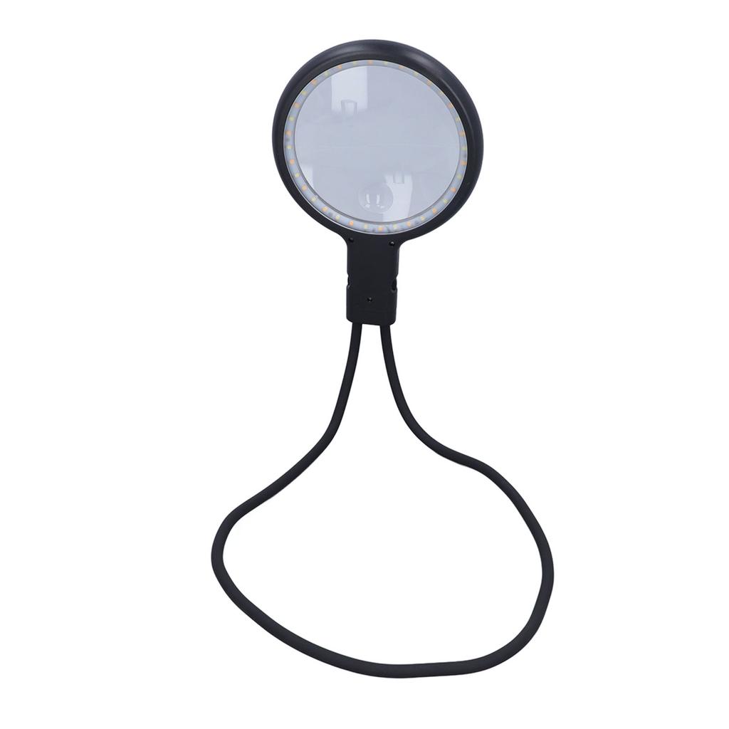 5X 15X Hanging Neck Magnifying Glass 3 Colour LED Light USB Gooseneck Page Magnifier for Sewing Repairing