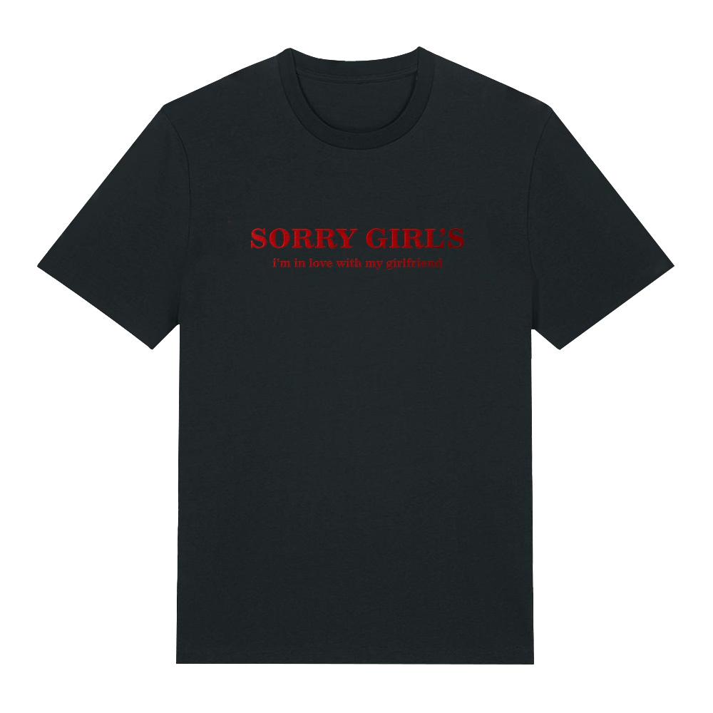 Sorry Girls I m in Love with My Girlfriend Trendy Creative T-shirt Couple Anniversary Gift Tee High Quality Cotton TShirt Unisex XS чёрный