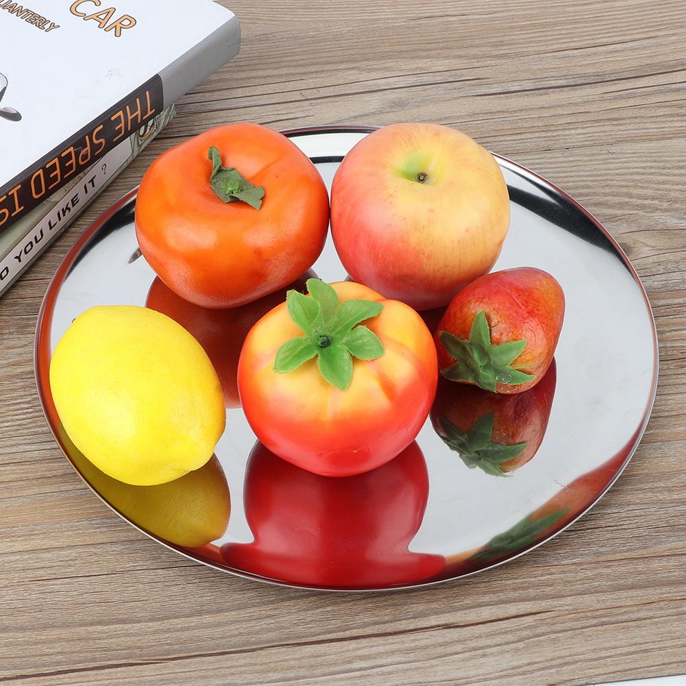 Tavă Rotundă din Oțel Inoxidabil 28cm Suport pentru Depozitare Fructe Gustări Farfurie Ceai Tavă de Servire Rotundă Mare