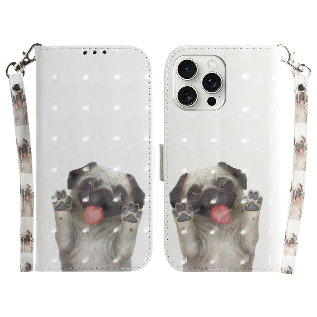 For iPhone 16 Pro Wallet Case 3D Pattern Print Leather Phone Cover